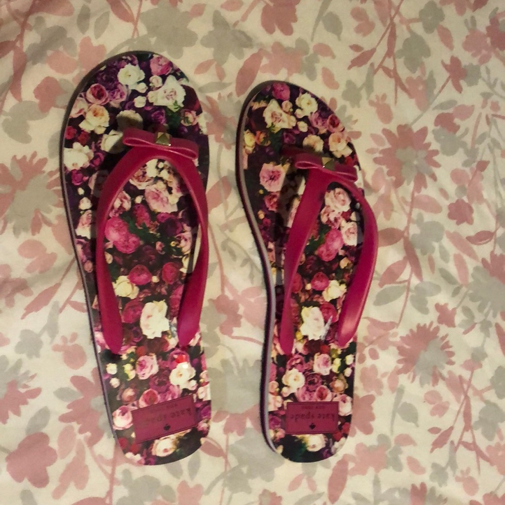 Floral print flip flops